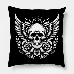 skull with wings Pillow