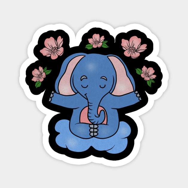 Elephant Yoga, Meditation Floral Zen Magnet by logiamerch