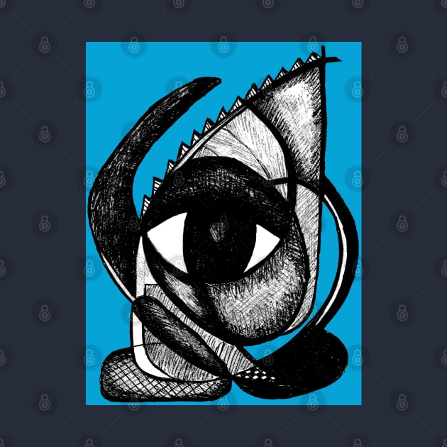 "I see you" - African Symbolic Surrealist Art - Blue by Tony Cisse Art Originals