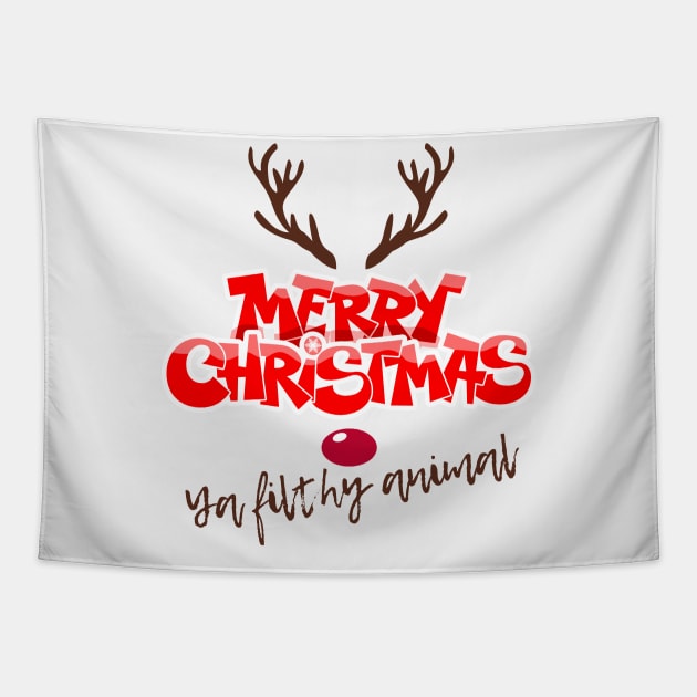 Merry Christmas Ya Filthy Animal! Tapestry by HROC Gear & Apparel