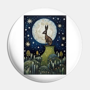 Moonlit Reverie: The Hare's Serenity Pin