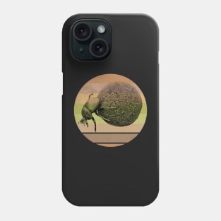 Dung Beetle with Dung Ball on Retro-style Sunset in Africa Colors Phone Case