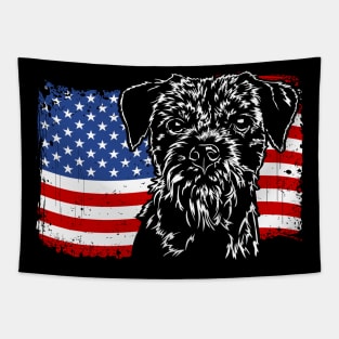 Border Terrier American Flag patriotic dog Tapestry