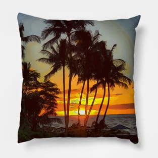 Sunset over the ocean in Maui Hawaii Pillow