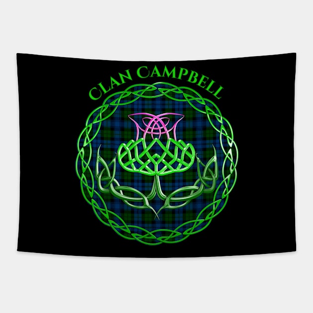 Campbell Scottish Tartan Celtic Thistle Tapestry by CelticFlame