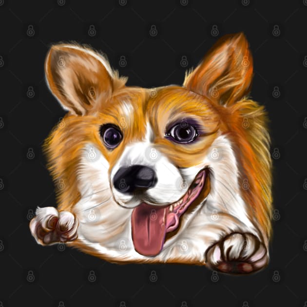 Dog, corgi - Pembroke  Welsh corgi face drawing, puppy love by Artonmytee