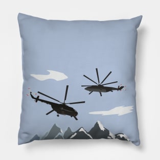 Black helicopters in Mountains Pillow