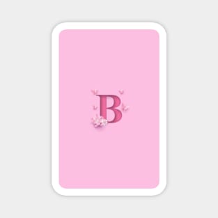 B Letter Personalized, Pink Minimal Cute Design, Birthday Gift, Christmas Gift, Magnet