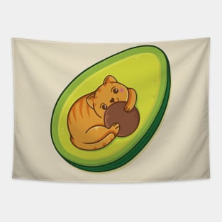 avocado cat grain holding Tapestry