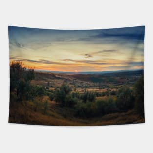 autumn sunset over hills Tapestry