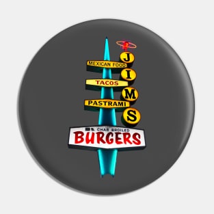 Jim's Burger Neon Vintage Retro Sign Pin