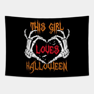 This Girl Loves Halloween Tree tee design birthday gift graphic Tapestry