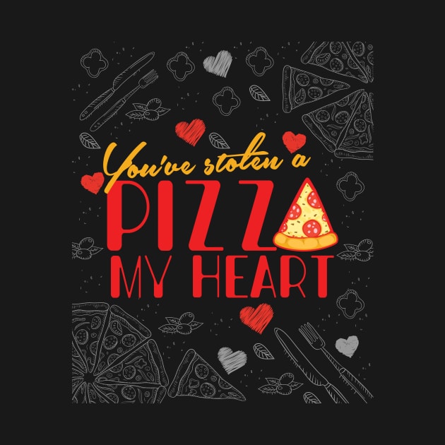 'You've Stolen a Pizza Heart' Sweet Valentines Lovers Gift by ourwackyhome
