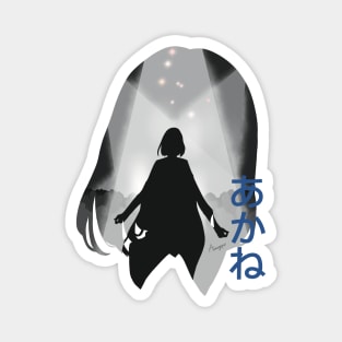 Oshi no Ko or My Star Idol's Child Anime and Manga Characters Akane Kurokawa the Genius Actress Awesome Silhouette Figure on the Lalalie Stage featured with Cool Blue Akane Japanese Lettering Magnet