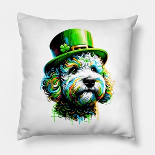 Pumi Embraces St. Patrick's Day Spirit in Graffiti Style Pillow