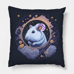 White Hamster at Night Time Pillow