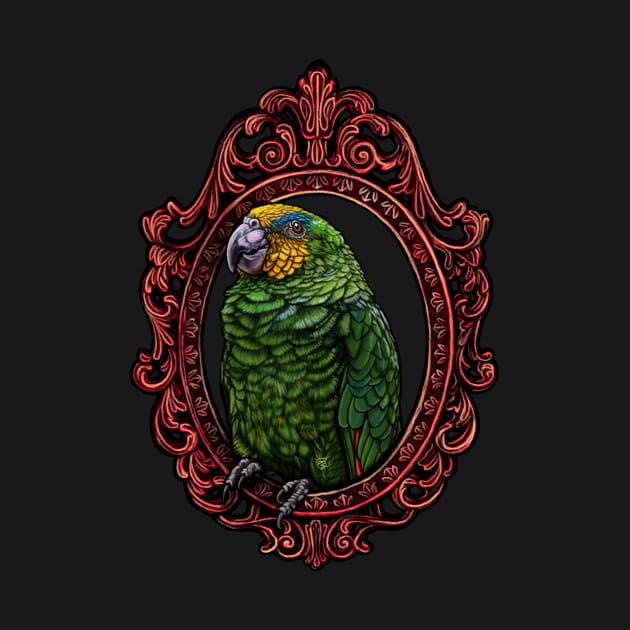 Bird Cameo: Orange Winged Amazon Parrot by FreyStrandDraws