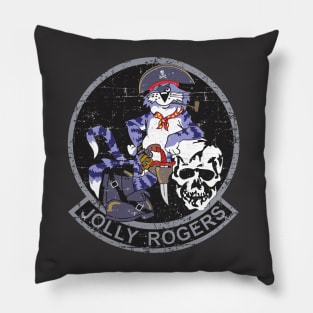 Grumman F-14 Tomcat - Jolly Rogers - Black Grunge Style Pillow