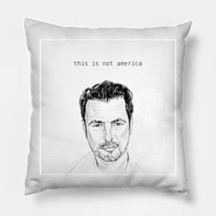 This Is Not America - Claes Bang (newspaper print) Pillow