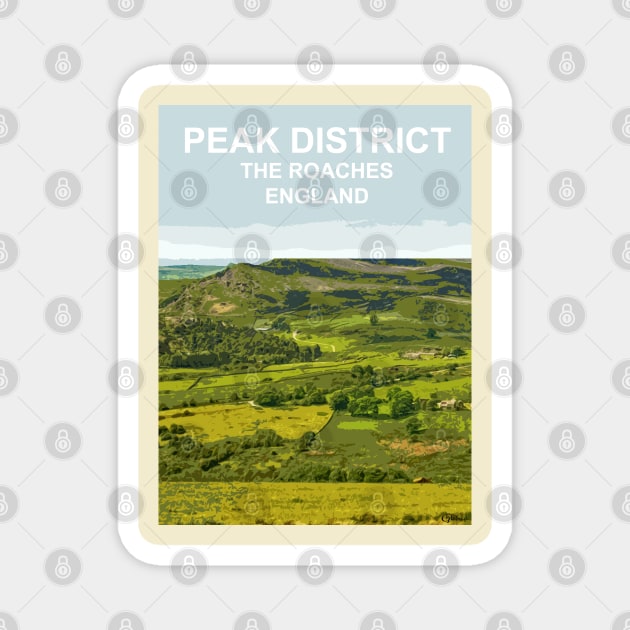 Peak District, The Roaches, Derbyshire Peak District. Travel poster Magnet by BarbaraGlebska