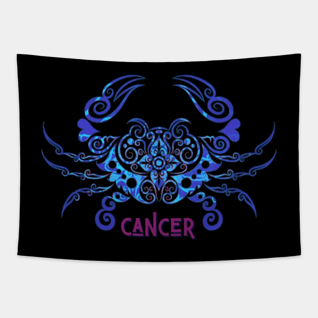 Vibrant Zodiac Cancer Tapestry by Mazzlo Shop