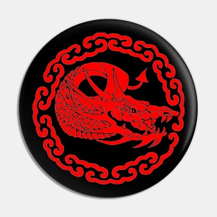 A Red Dragon In Clouds Pin