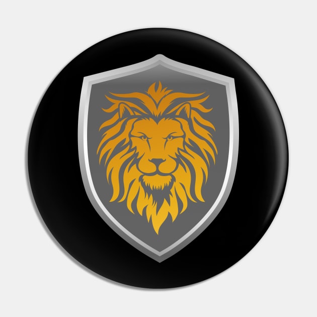 Gold Lion on Shield Pin by SweetPaul Entertainment 