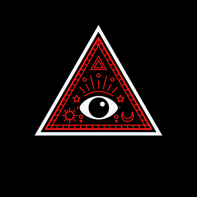 All Seeing eye - red and black with black eye by Just In Tee Shirts