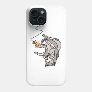 Grey Cat Playing with String Toy Phone Case