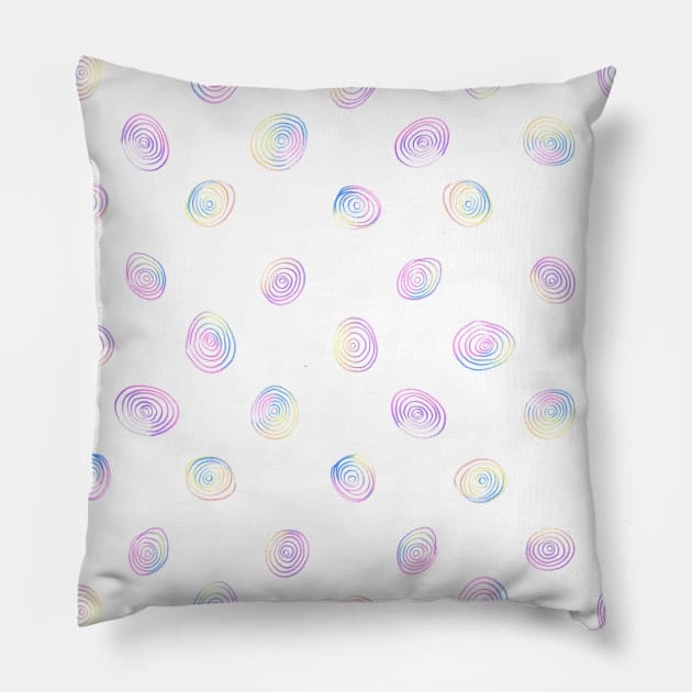 Jolly Rainbow Circles Polka Pillow by crumpetsandcrabsticks