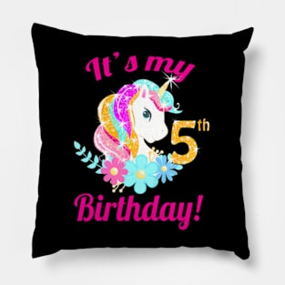 Kids Its My 5Th Birthday Unicorn 5 Year Old Girls Outfit Pillow