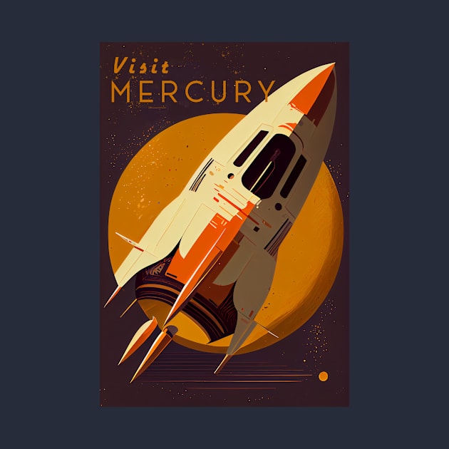 Mercury Adventure Vintage Travel Poster by GreenMary Design