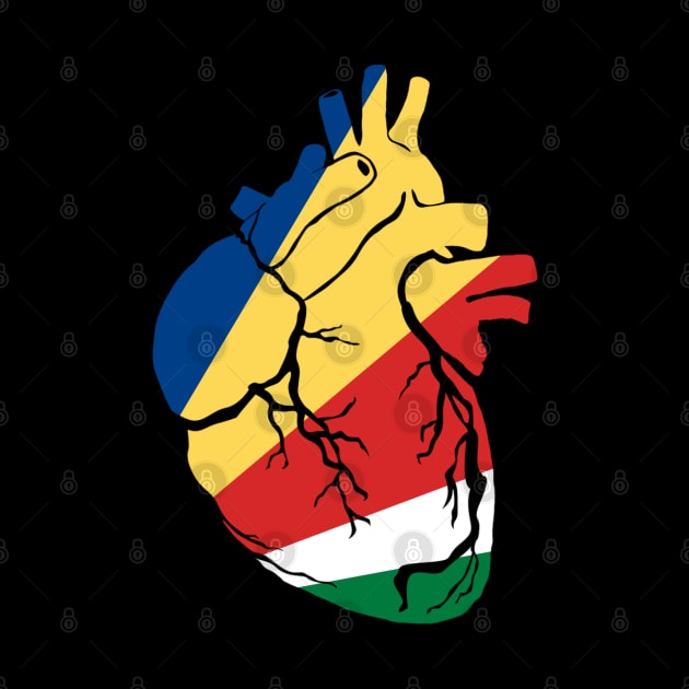 Seychelles Flag, Anatomical Heart Design by Bun Art Store