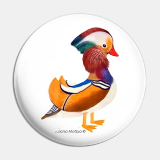 Mandarin Duck realistic illustration Pin