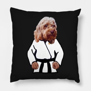 Kong fu Cava - Karate - martial arts Cavapoo Cavoodle puppy dog  - cavalier king charles spaniel poodle, puppy love Pillow