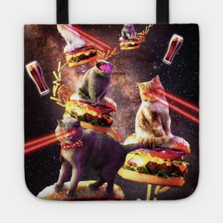 Galaxy Laser Cat On Burger - Space Cheeseburger Cats with Lazer Tote