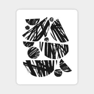 Abstract Black and White Geometric Pattern Magnet