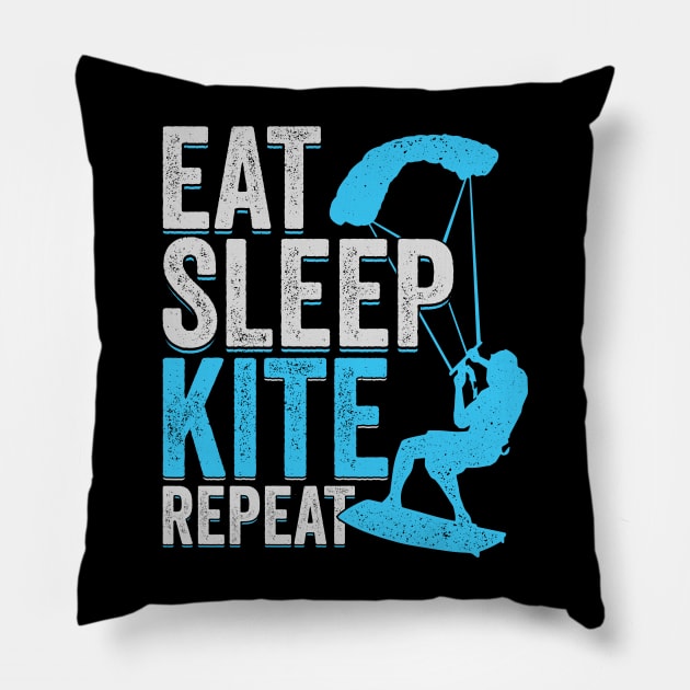 Eat Sleep Kite Repeat Kitesurfing Kitesurfer Gift Pillow by Dolde08