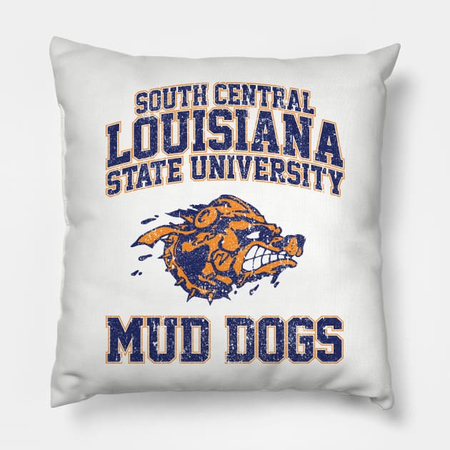 SCLSU Mud Dogs Football (Variant) Pillow by huckblade