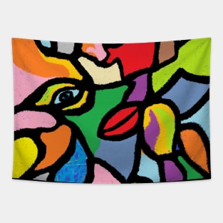 Pintura Abstracto Perfil de Mujer Carnaval. Tapestry