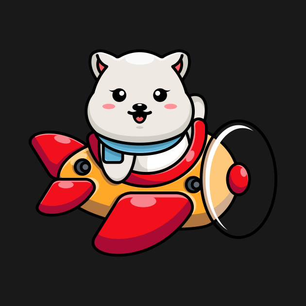 Cute baby polar bear driving plane cartoon by Wawadzgnstuff