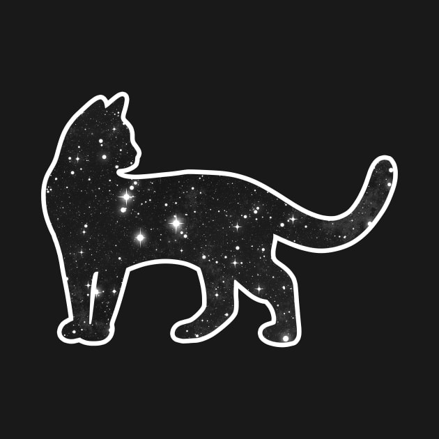 Cat with Black and White Galaxy Design by Kelly Louise Art