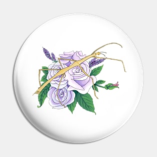 Stickbug & Roses Pin