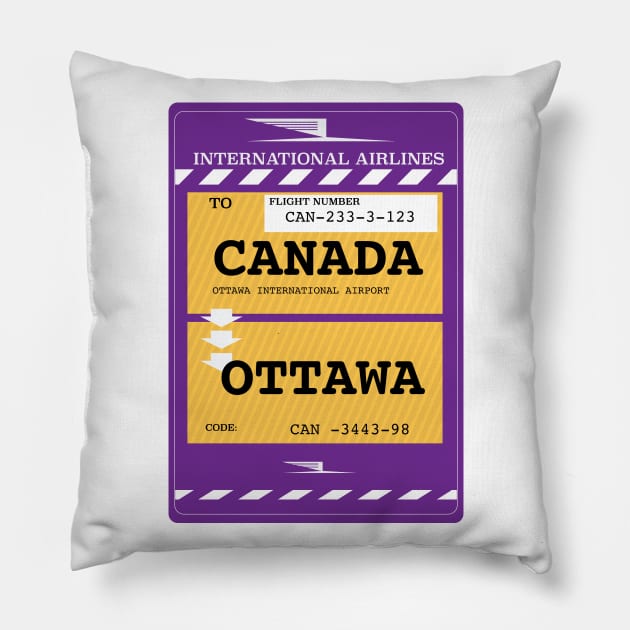 Canada, Ottawa travel ticket Pillow by nickemporium1