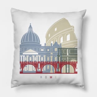 Rome skyline poster Pillow