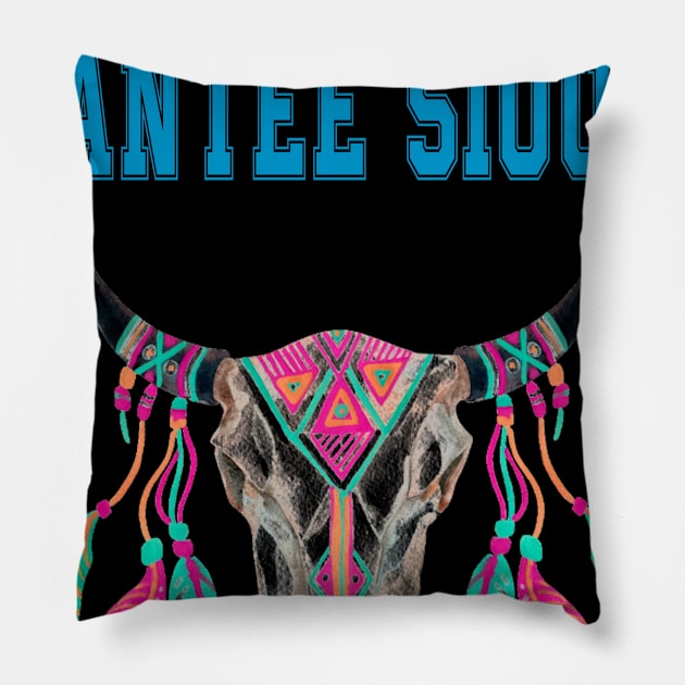 Native American Santee Sioux Tribal Buffalo Pillow by Jeremy Allan Robinson