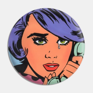 Pop Art crying girl 5 T-Shirt Pin