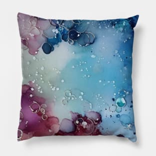 Pink and blue abstract art Pillow