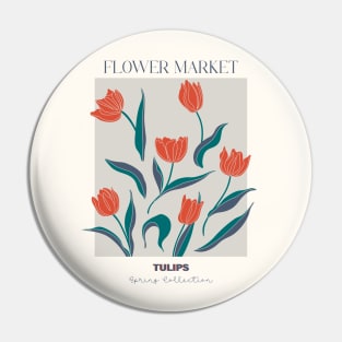 Trendy botanical print with tulips Pin