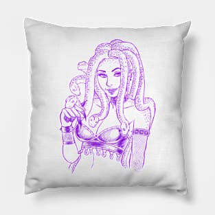 Smiling Medusa Purple Design Pillow